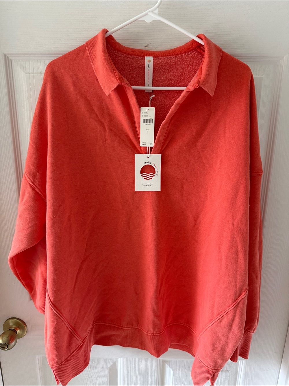 Polo Sweatshirt in Coral